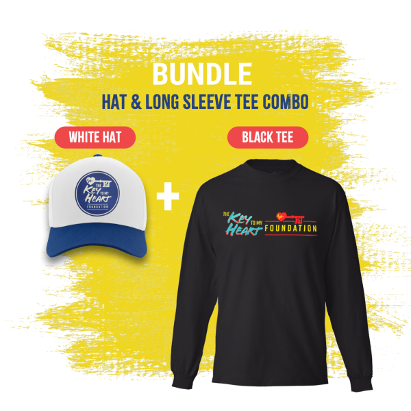 BUNDLE - White Hat & Black Long Sleeve Tee